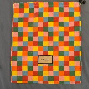 Gucci Multicolor Check Drawstring Bag - Red Pink Yellow Green Blue Orange